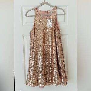 Brand new Lauren Conrad at the knee swing dress rose gold sequins- ROSE GOLD